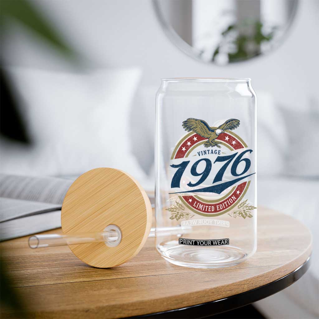 50th Birthday Beer Lover Vintage 1976 Limited Edition Glass Can Bald Eagle