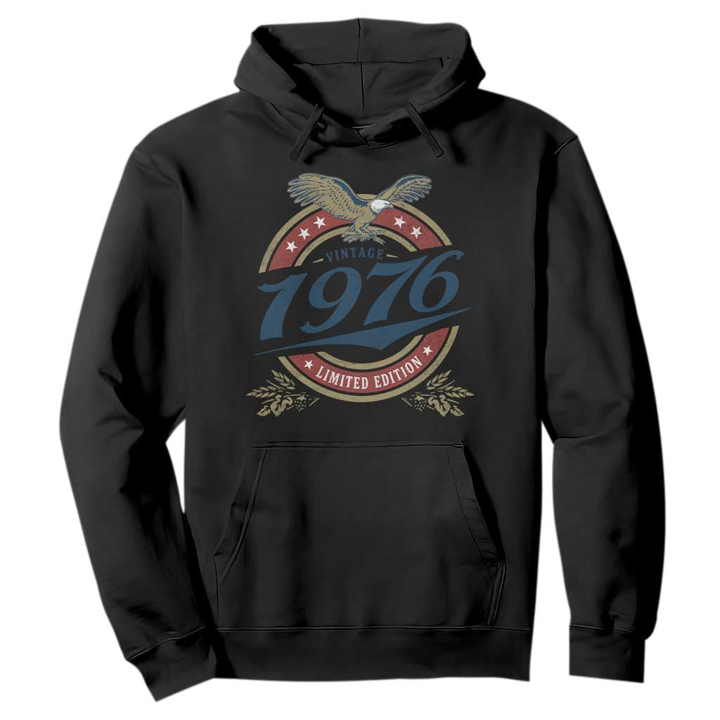 50th Birthday Beer Lover Vintage 1976 Limited Edition Hoodie Bald Eagle