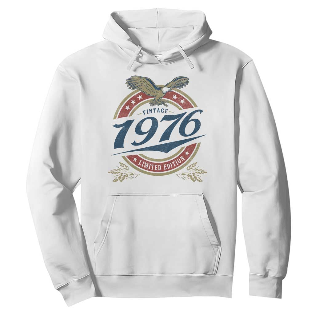 50th Birthday Beer Lover Vintage 1976 Limited Edition Hoodie Bald Eagle TS11 White Print Your Wear
