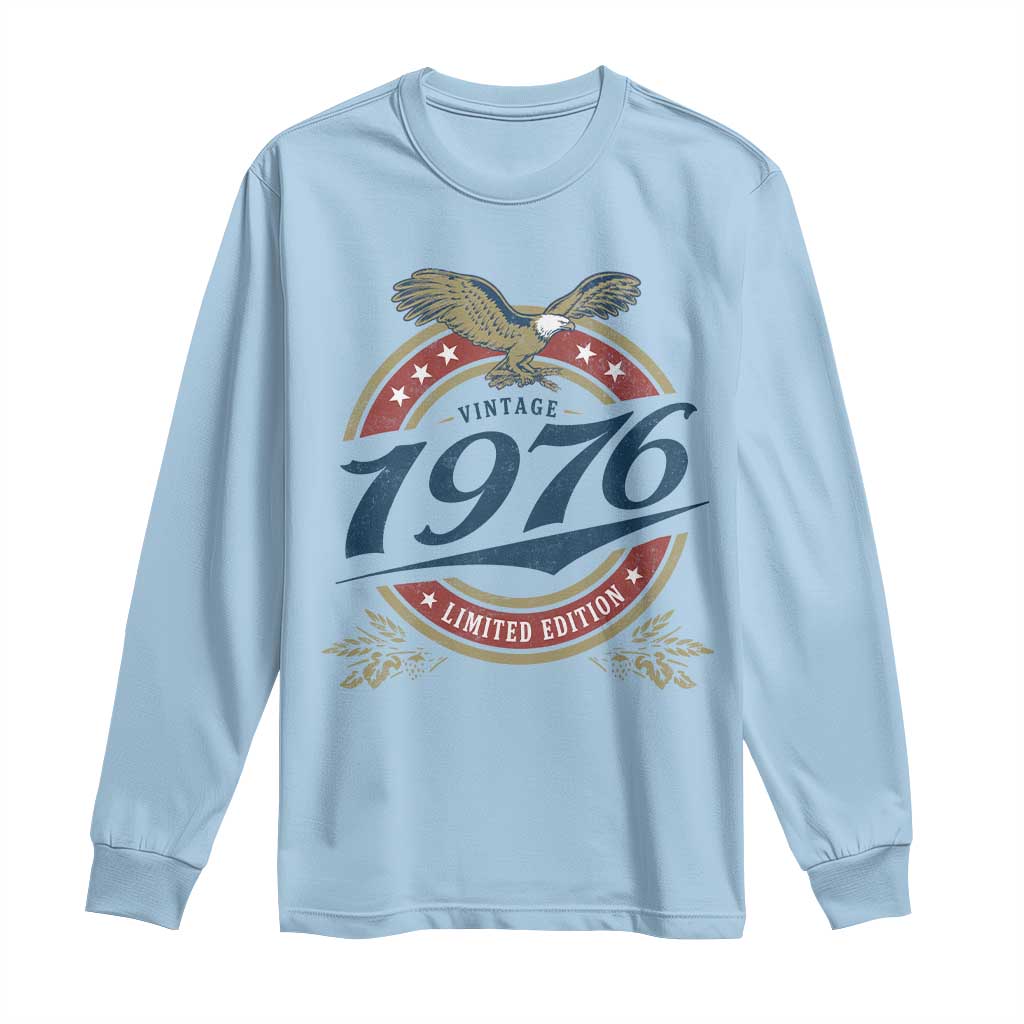 50th Birthday Beer Lover Vintage 1976 Limited Edition Long Sleeve Shirt Bald Eagle