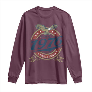 50th Birthday Beer Lover Vintage 1976 Limited Edition Long Sleeve Shirt Bald Eagle