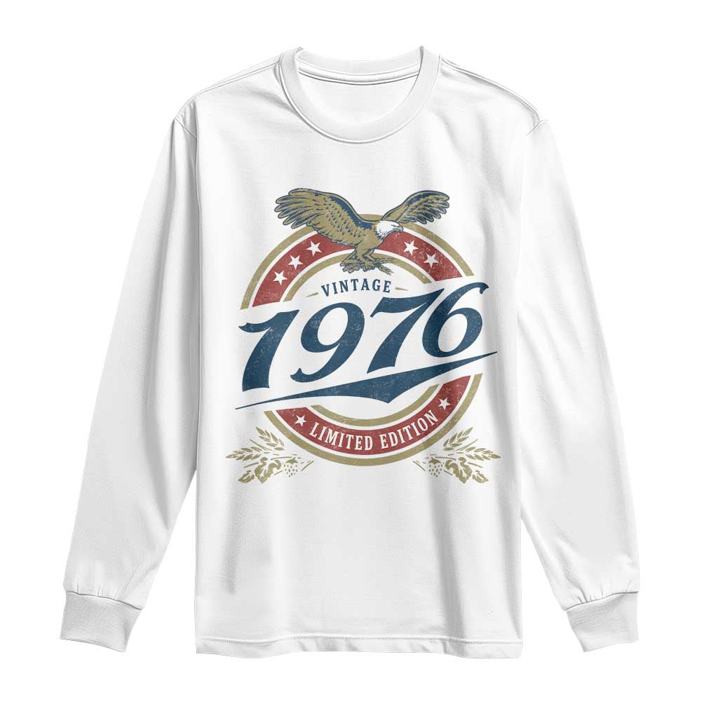 50th Birthday Beer Lover Vintage 1976 Limited Edition Long Sleeve Shirt Bald Eagle TS11 White Print Your Wear