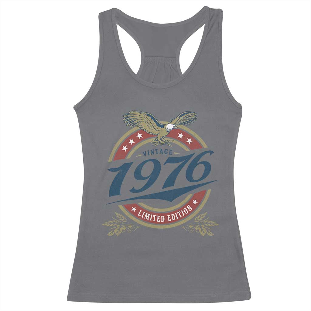 50th Birthday Beer Lover Vintage 1976 Limited Edition Racerback Tank Top Bald Eagle