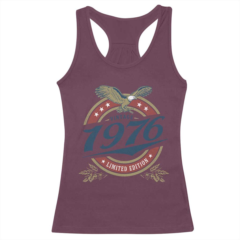 50th Birthday Beer Lover Vintage 1976 Limited Edition Racerback Tank Top Bald Eagle