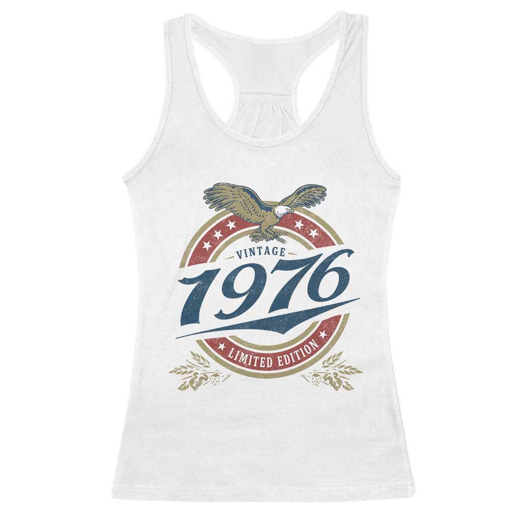 50th Birthday Beer Lover Vintage 1976 Limited Edition Racerback Tank Top Bald Eagle TS11 White Print Your Wear