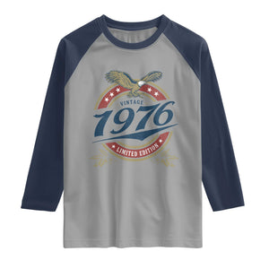 50th Birthday Beer Lover Vintage 1976 Limited Edition Raglan Shirt Bald Eagle