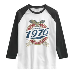 50th Birthday Beer Lover Vintage 1976 Limited Edition Raglan Shirt Bald Eagle