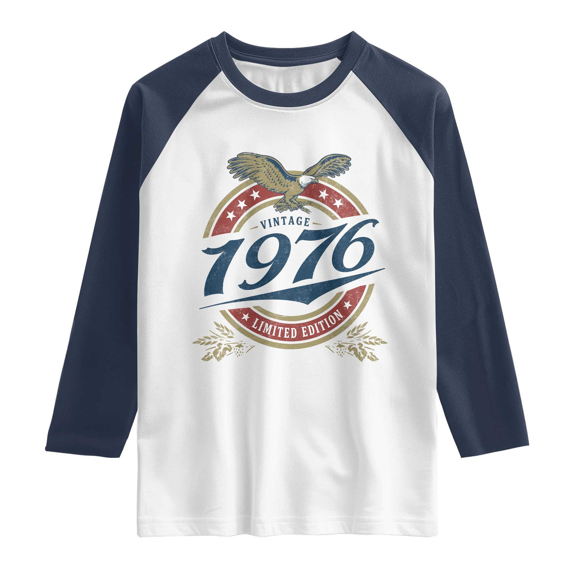 50th Birthday Beer Lover Vintage 1976 Limited Edition Raglan Shirt Bald Eagle