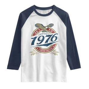 50th Birthday Beer Lover Vintage 1976 Limited Edition Raglan Shirt Bald Eagle