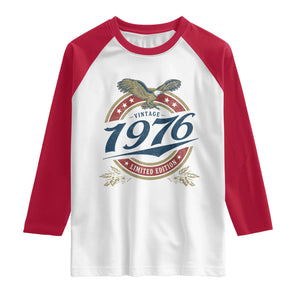 50th Birthday Beer Lover Vintage 1976 Limited Edition Raglan Shirt Bald Eagle