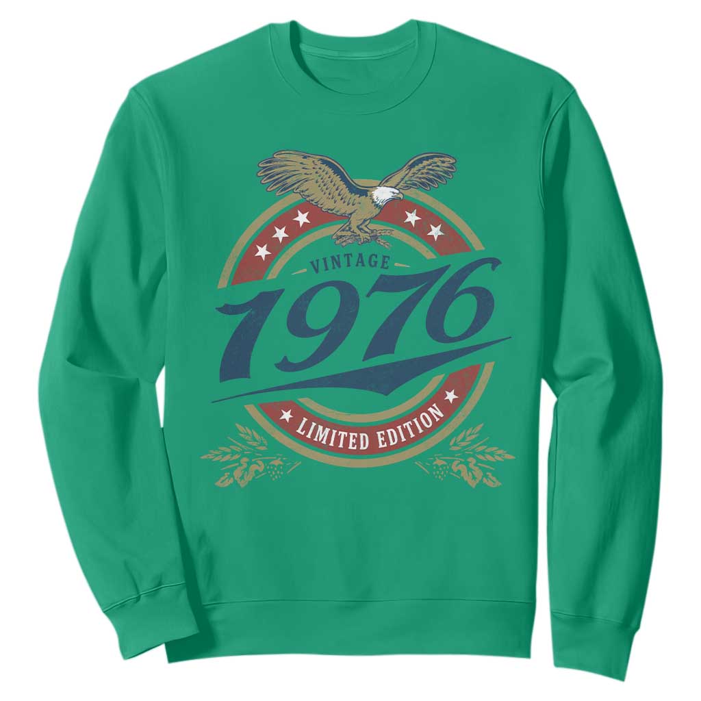 50th Birthday Beer Lover Vintage 1976 Limited Edition Sweatshirt Bald Eagle