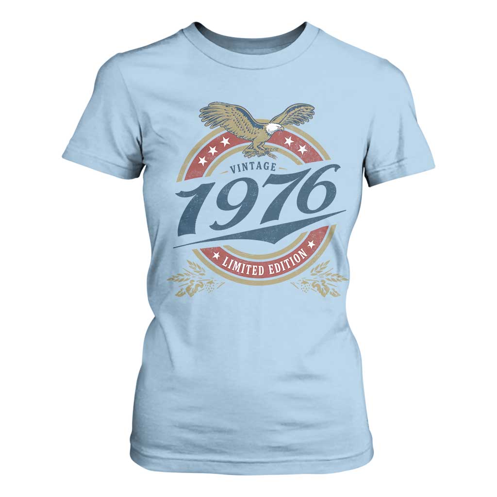 50th Birthday Beer Lover Vintage 1976 Limited Edition T Shirt For Women Bald Eagle