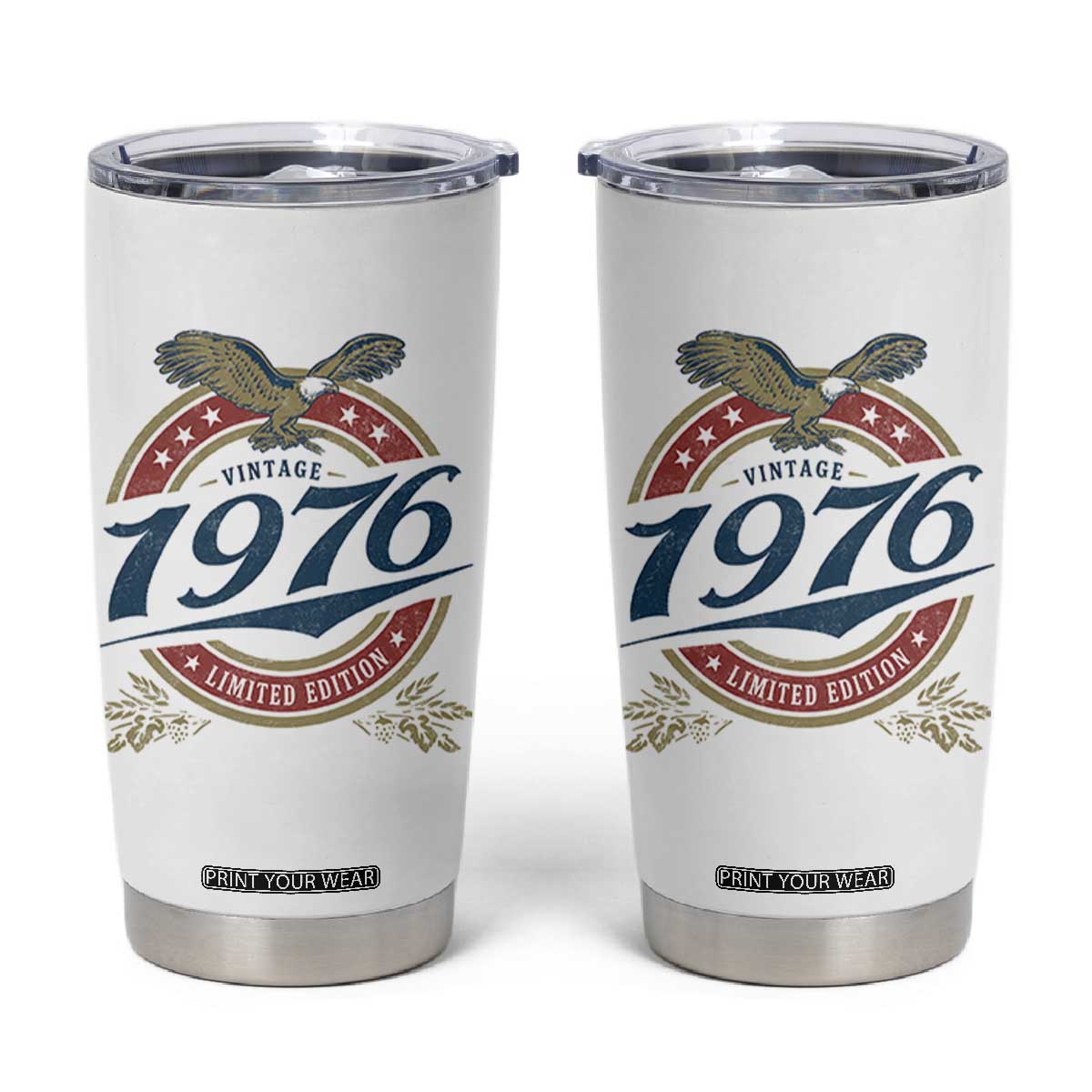 50th Birthday Beer Lover Vintage 1976 Limited Edition Tumbler Cup Bald Eagle