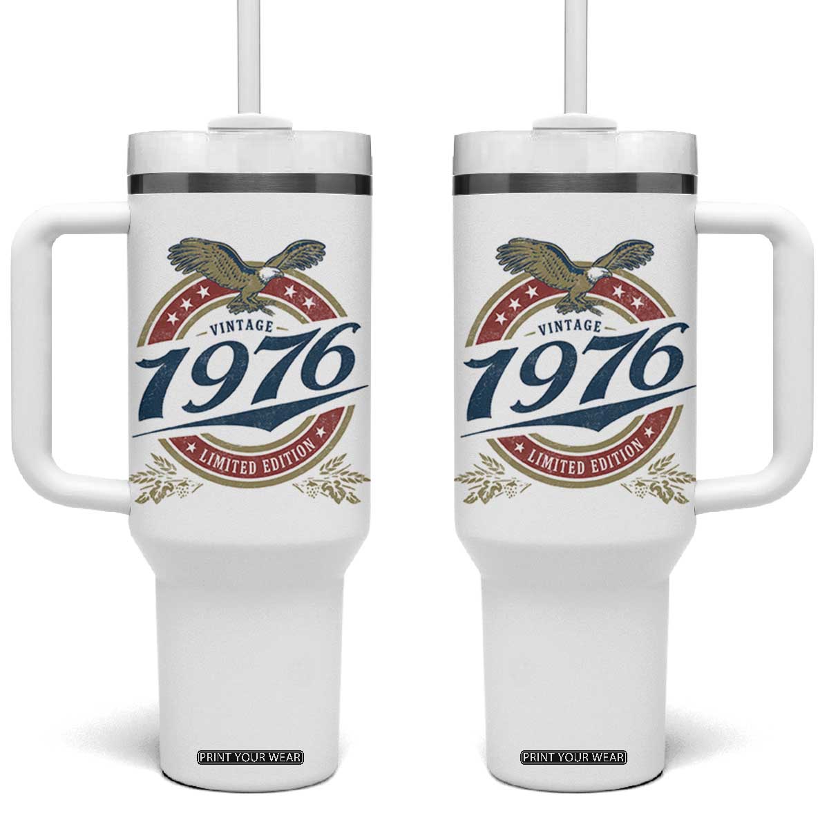 50th Birthday Beer Lover Vintage 1976 Limited Edition Tumbler With Handle Bald Eagle TS11 One Size: 40 oz White Print Your Wear