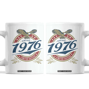 50th Birthday Beer Lover Vintage 1976 Limited Edition Coffee Mug Bald Eagle