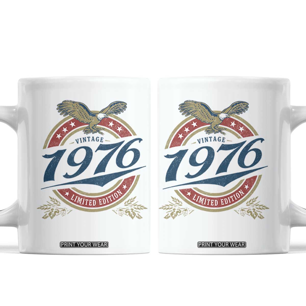 50th Birthday Beer Lover Vintage 1976 Limited Edition Coffee Mug Bald Eagle TS11 White Print Your Wear