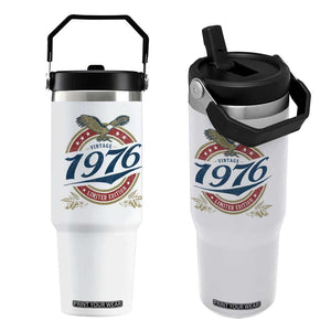 50th Birthday Beer Lover Vintage 1976 Limited Edition Flip Straw Tumbler Bald Eagle