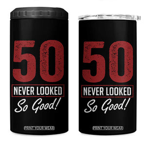 50 Never Looked So Good Funny 50th Birthday 4 in 1 Can Cooler Tumbler
