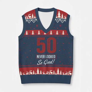 50 Never Looked So Good Funny 50th Birthday V-Neck Knit Sweater Vest