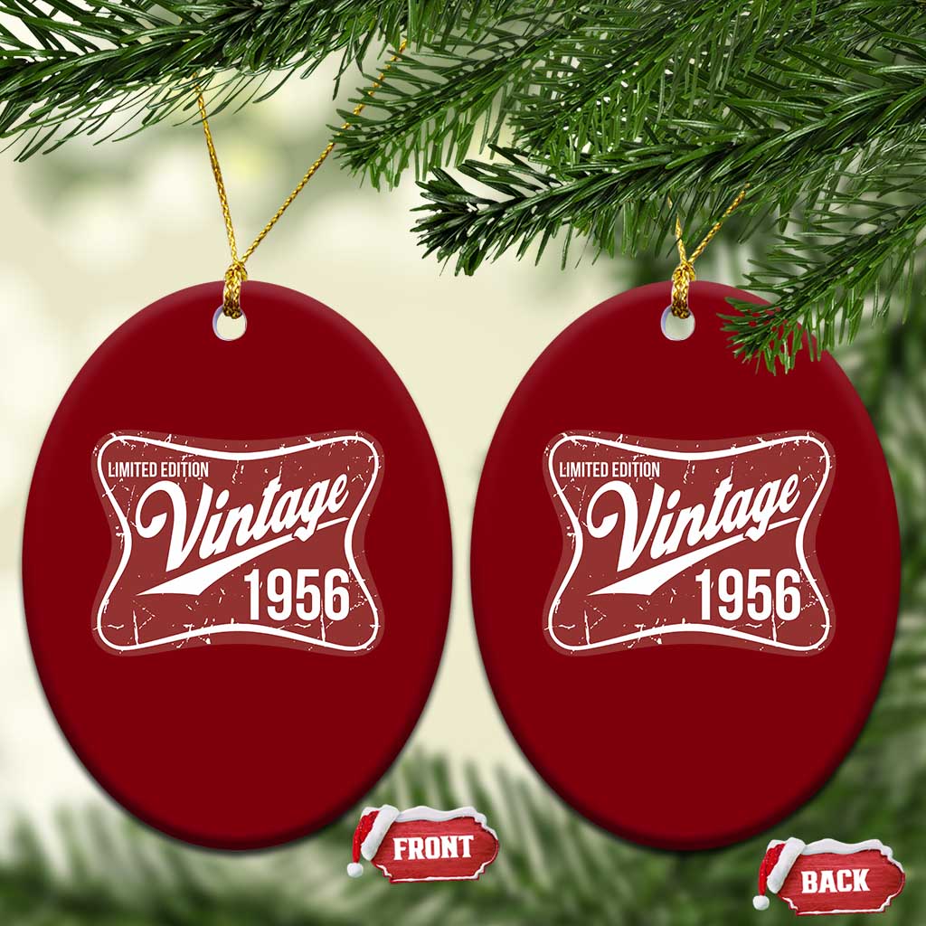 70th Birthday Beer Lover Vintage 1956 Limited Edition Ceramic Ornament Red Metal Beer Soft Sign Graphic
