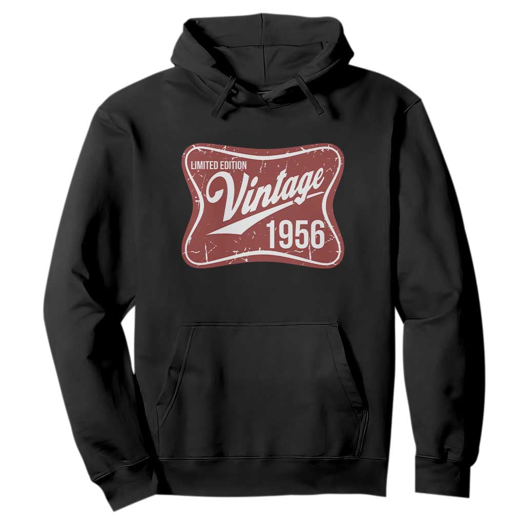 70th Birthday Beer Lover Vintage 1956 Limited Edition Hoodie Red Metal Beer Soft Sign Graphic TS11 Black Print Your Wear