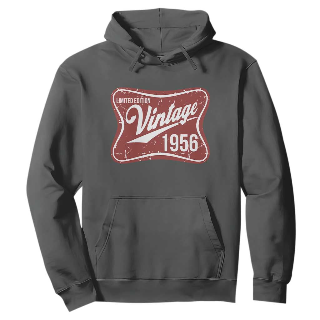 70th Birthday Beer Lover Vintage 1956 Limited Edition Hoodie Red Metal Beer Soft Sign Graphic