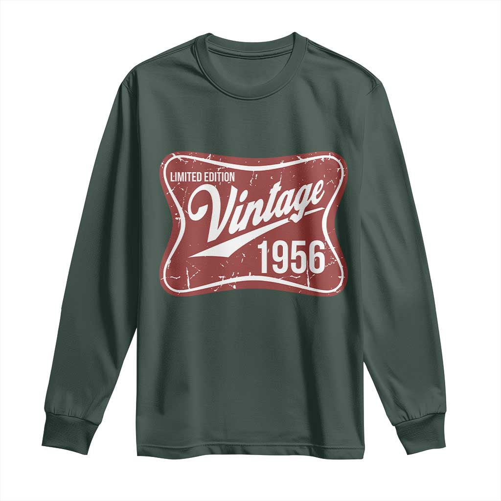 70th Birthday Beer Lover Vintage 1956 Limited Edition Long Sleeve Shirt Red Metal Beer Soft Sign Graphic