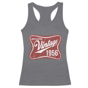 70th Birthday Beer Lover Vintage 1956 Limited Edition Racerback Tank Top Red Metal Beer Soft Sign Graphic