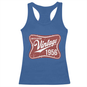 70th Birthday Beer Lover Vintage 1956 Limited Edition Racerback Tank Top Red Metal Beer Soft Sign Graphic