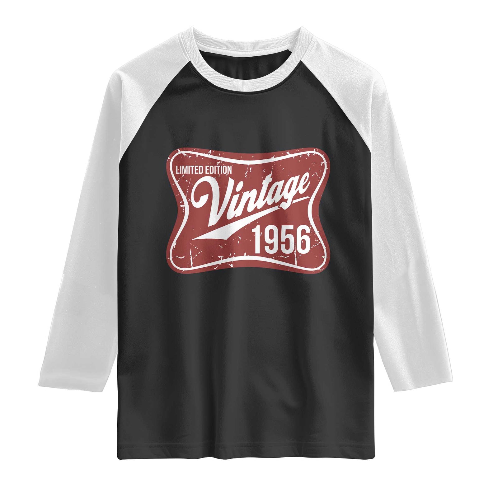 70th Birthday Beer Lover Vintage 1956 Limited Edition Raglan Shirt Red Metal Beer Soft Sign Graphic TS11 Black White Print Your Wear