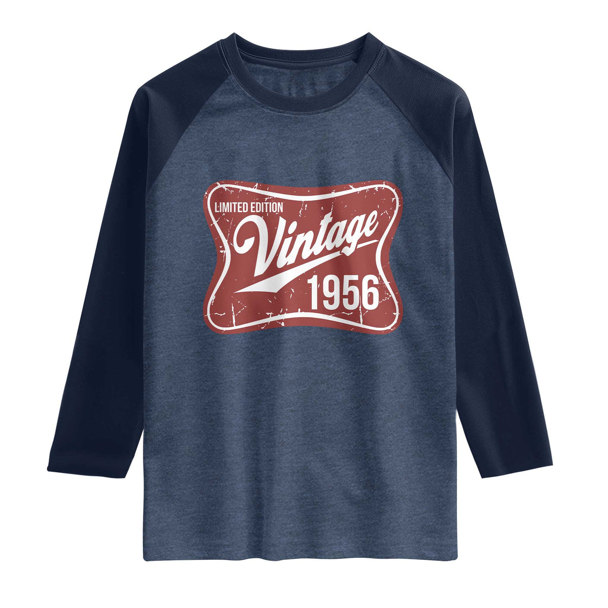 70th Birthday Beer Lover Vintage 1956 Limited Edition Raglan Shirt Red Metal Beer Soft Sign Graphic