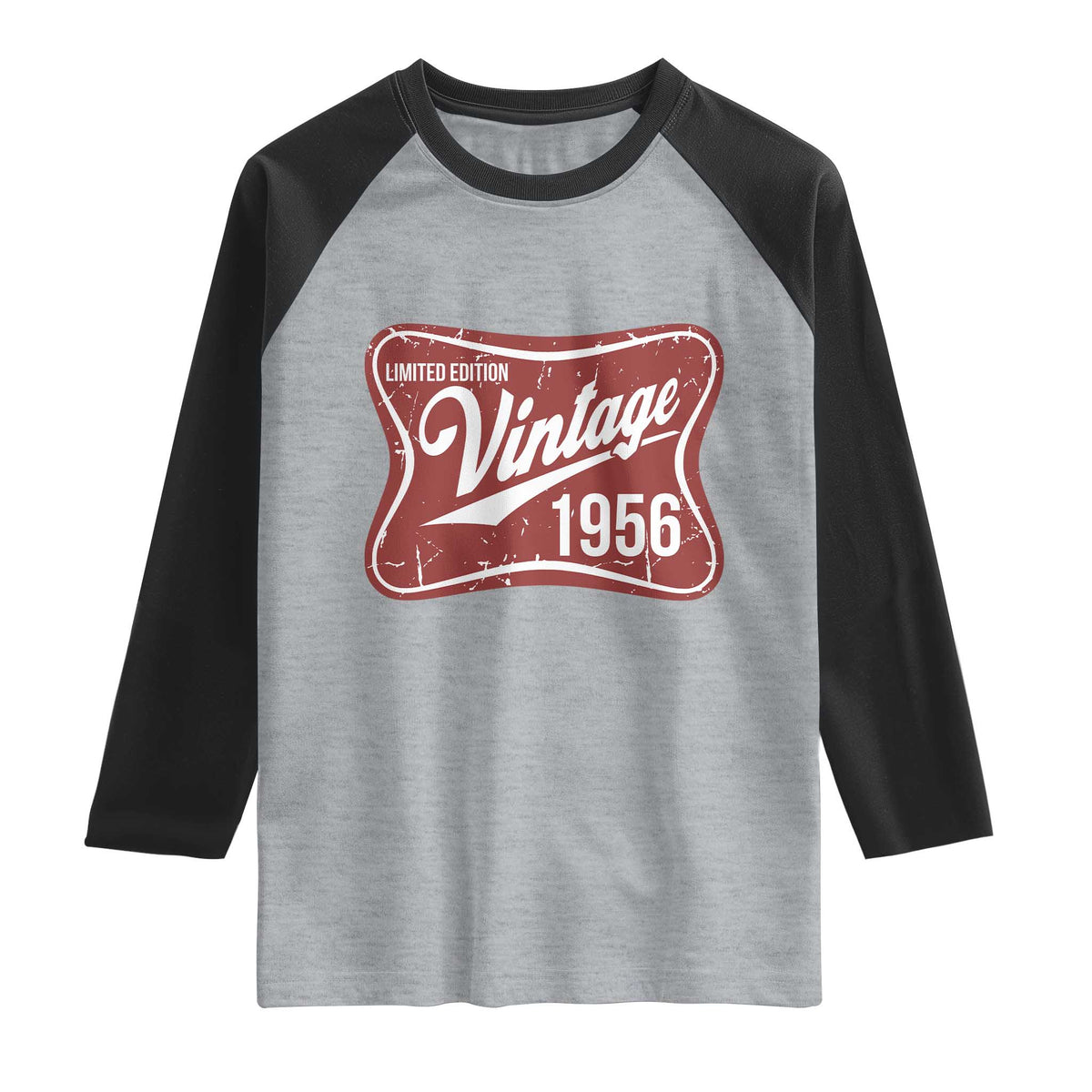 70th Birthday Beer Lover Vintage 1956 Limited Edition Raglan Shirt Red Metal Beer Soft Sign Graphic