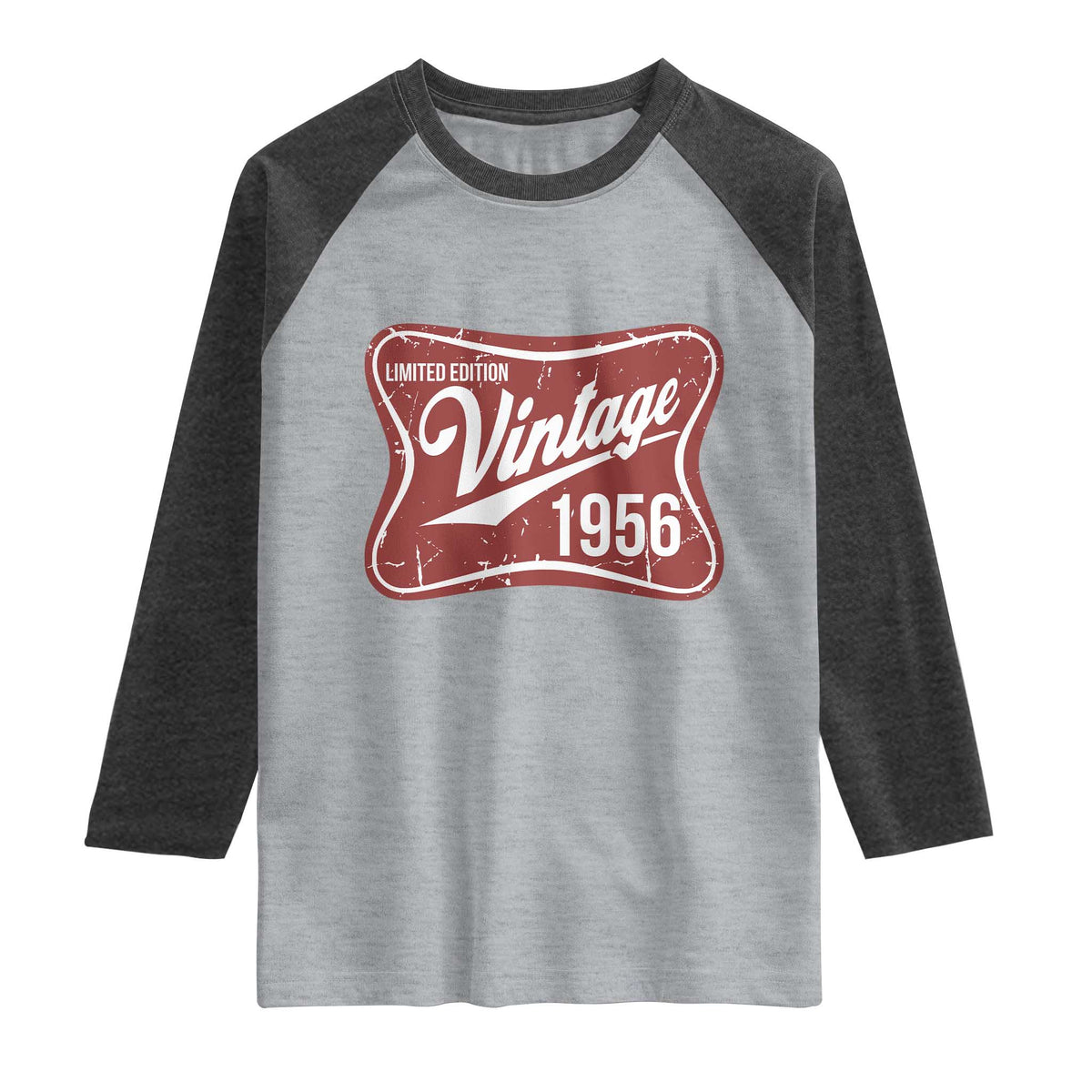 70th Birthday Beer Lover Vintage 1956 Limited Edition Raglan Shirt Red Metal Beer Soft Sign Graphic
