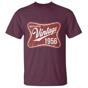 70th Birthday Beer Lover Vintage 1956 Limited Edition T Shirt Red Metal Beer Soft Sign Graphic