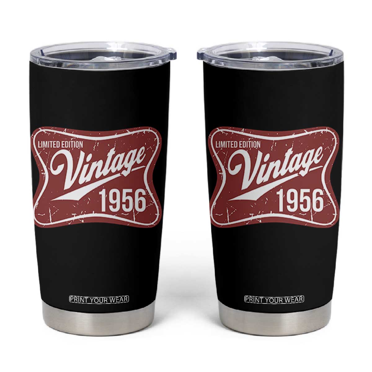 70th Birthday Beer Lover Vintage 1956 Limited Edition Tumbler Cup Red Metal Beer Soft Sign Graphic