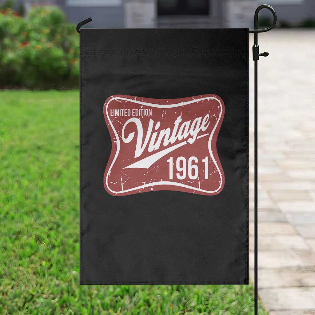 65th Birthday Beer Lover Vintage 1961 Limited Edition Garden Flag Red Metal Beer Soft Sign Graphic