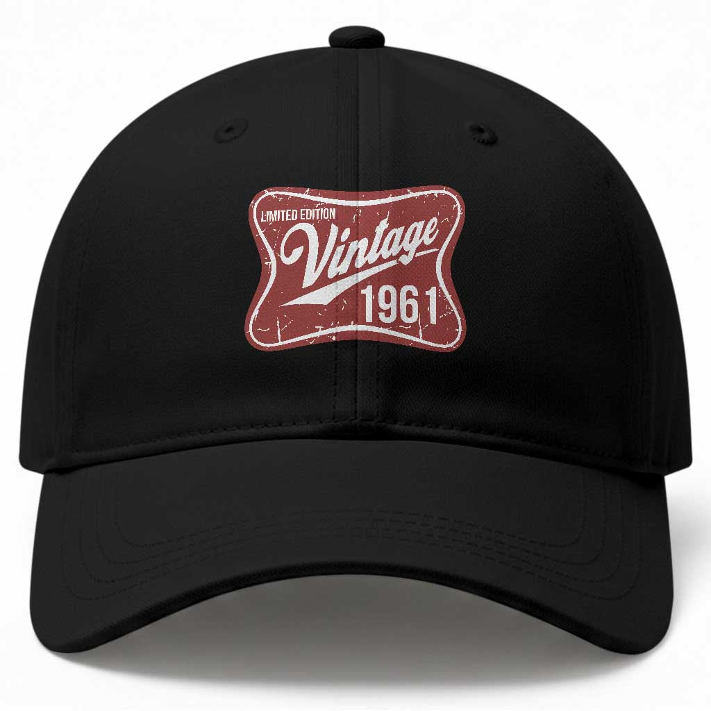 65th Birthday Beer Lover Vintage 1961 Limited Edition Baseball Cap Red Metal Beer Soft Sign Graphic TS11 Print Your Wear