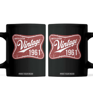 65th Birthday Beer Lover Vintage 1961 Limited Edition Coffee Mug Red Metal Beer Soft Sign Graphic