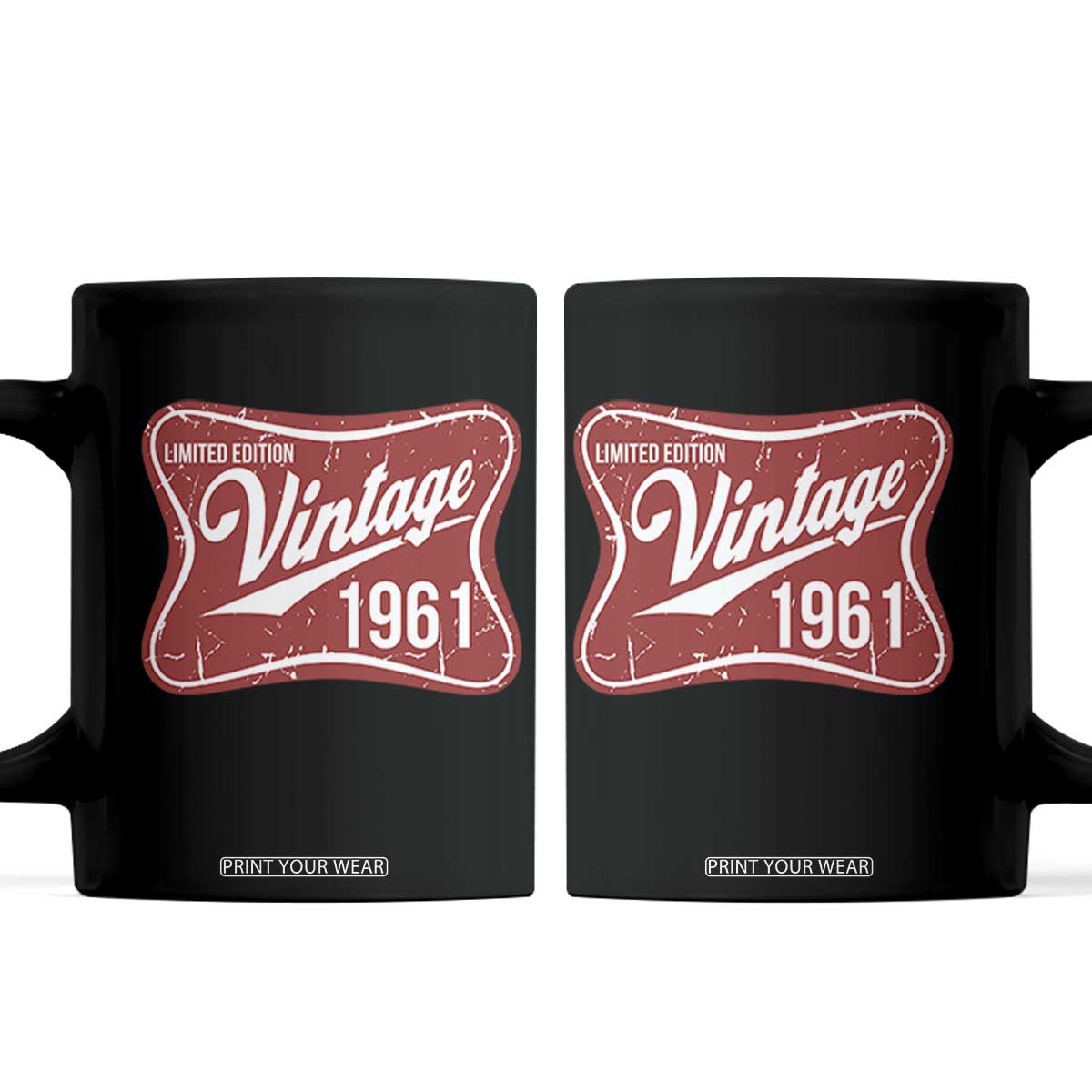 65th Birthday Beer Lover Vintage 1961 Limited Edition Coffee Mug Red Metal Beer Soft Sign Graphic TS11 Black Print Your Wear