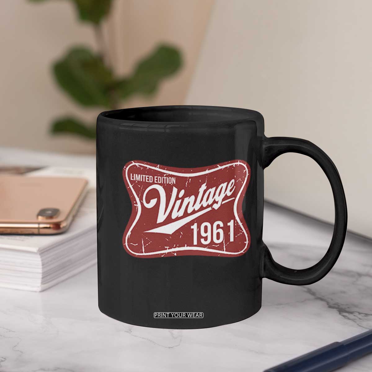 65th Birthday Beer Lover Vintage 1961 Limited Edition Coffee Mug Red Metal Beer Soft Sign Graphic