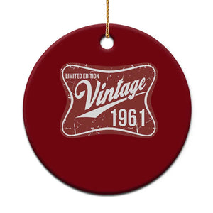 65th Birthday Beer Lover Vintage 1961 Limited Edition Ceramic Ornament Red Metal Beer Soft Sign Graphic