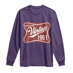 65th Birthday Beer Lover Vintage 1961 Limited Edition Long Sleeve Shirt Red Metal Beer Soft Sign Graphic