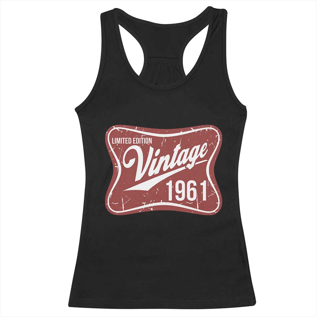65th Birthday Beer Lover Vintage 1961 Limited Edition Racerback Tank Top Red Metal Beer Soft Sign Graphic TS11 Black Print Your Wear