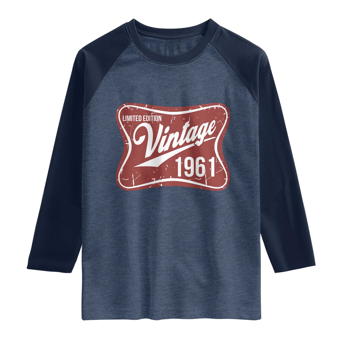 65th Birthday Beer Lover Vintage 1961 Limited Edition Raglan Shirt Red Metal Beer Soft Sign Graphic