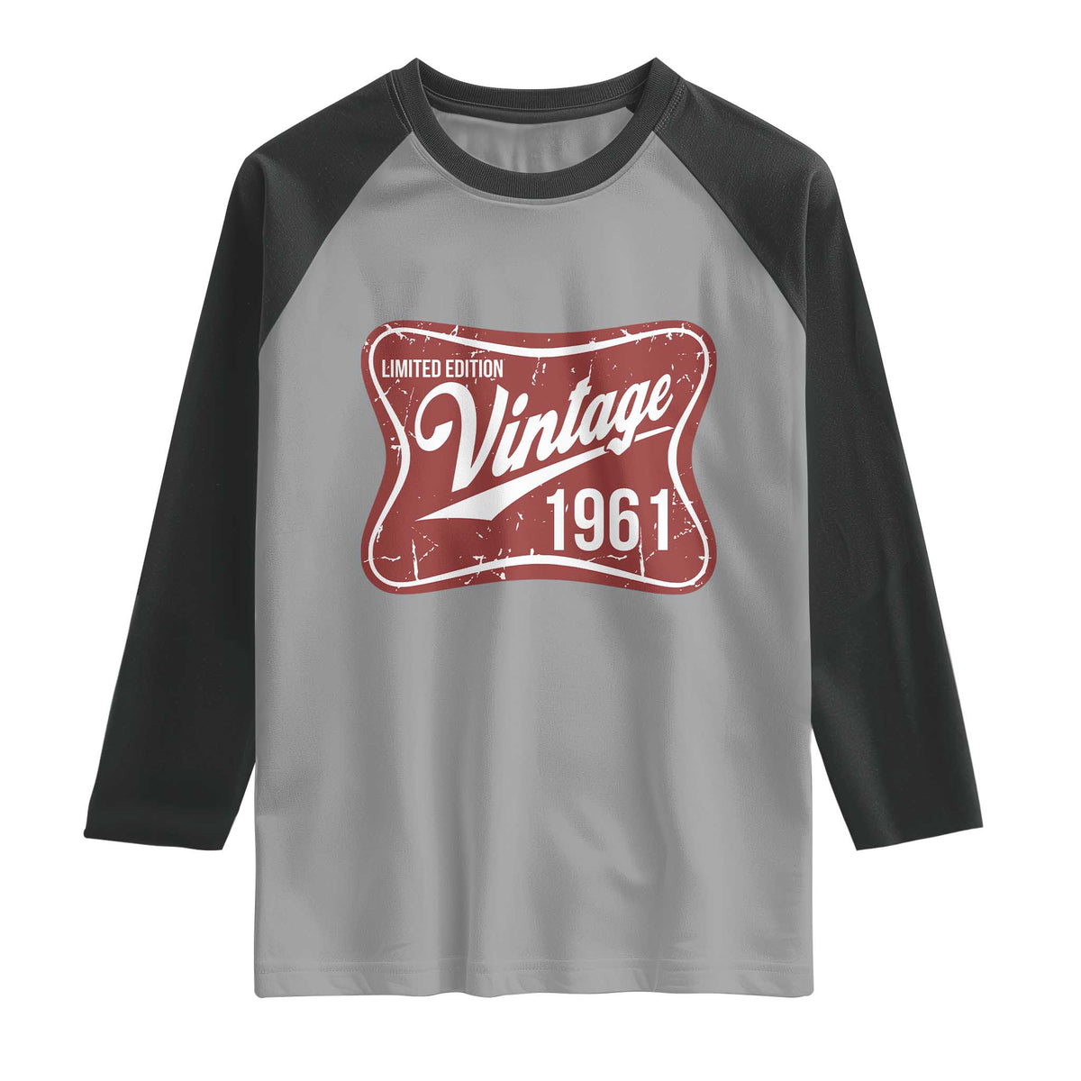 65th Birthday Beer Lover Vintage 1961 Limited Edition Raglan Shirt Red Metal Beer Soft Sign Graphic