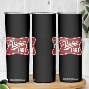 65th Birthday Beer Lover Vintage 1961 Limited Edition Skinny Tumbler Red Metal Beer Soft Sign Graphic