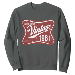 65th Birthday Beer Lover Vintage 1961 Limited Edition Sweatshirt Red Metal Beer Soft Sign Graphic