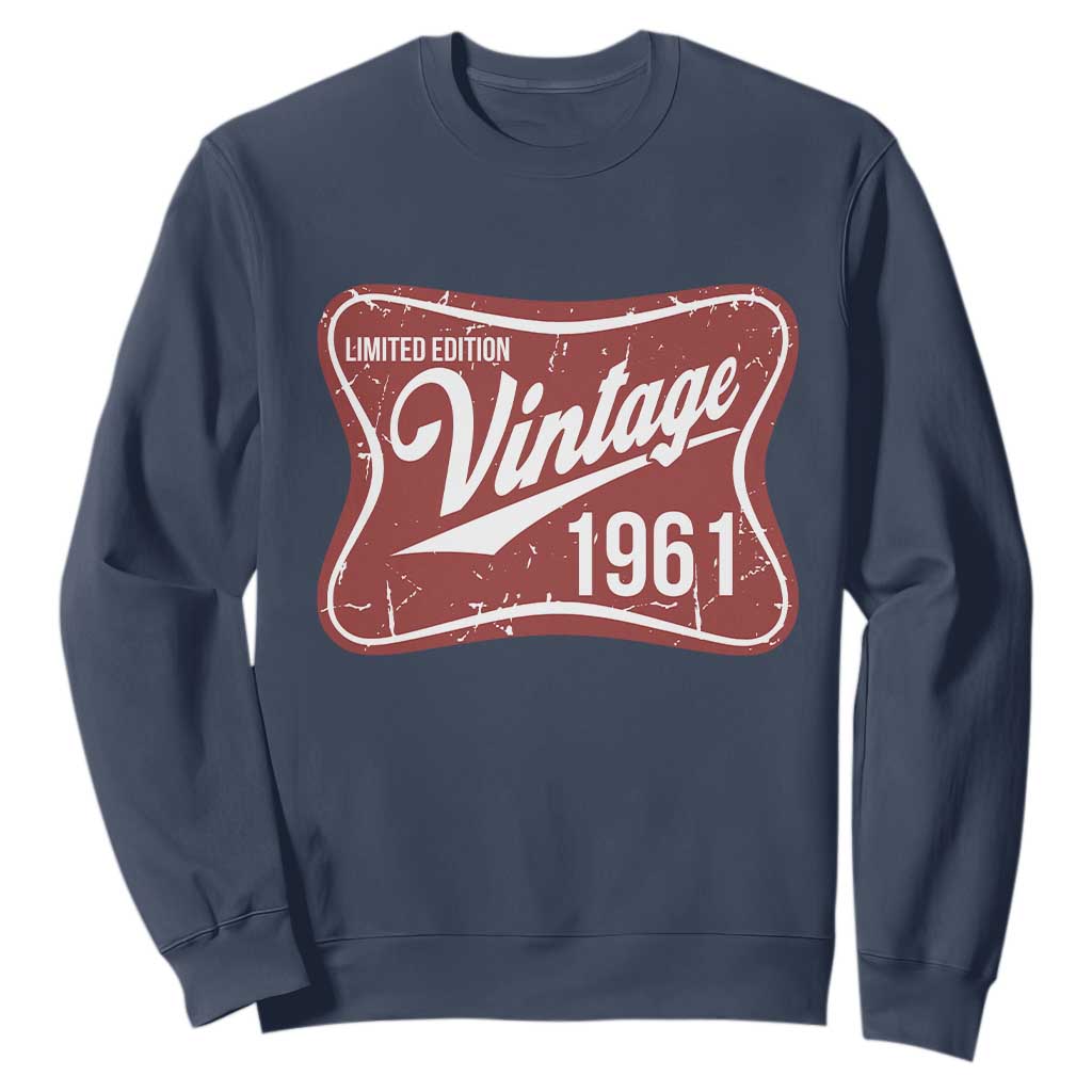 65th Birthday Beer Lover Vintage 1961 Limited Edition Sweatshirt Red Metal Beer Soft Sign Graphic