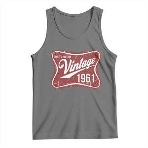 65th Birthday Beer Lover Vintage 1961 Limited Edition Tank Top Red Metal Beer Soft Sign Graphic