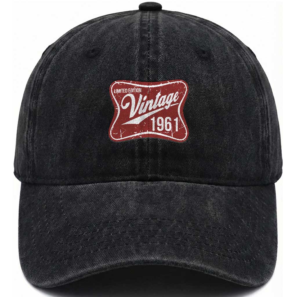 65th Birthday Beer Lover Vintage 1961 Limited Edition Washed Cotton Baseball Cap Red Metal Beer Soft Sign Graphic TS11 Print Your Wear